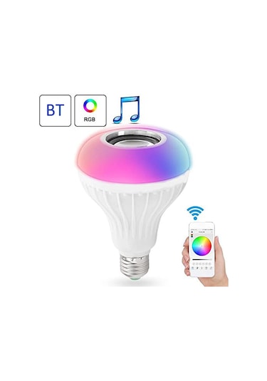 Vkemall E27 Akıllı Müzik Işık Bombası, Bluetooth Hoparlör, App Ve Kumanda İle Renk Ayarlama, Ev İçin Stüdyo Işığı, 6w