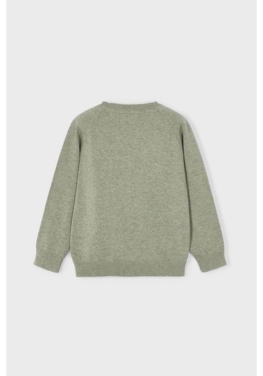 Erkek Çocuk Reglan Kollu Basic Triko Kazak - Yeşil Gri