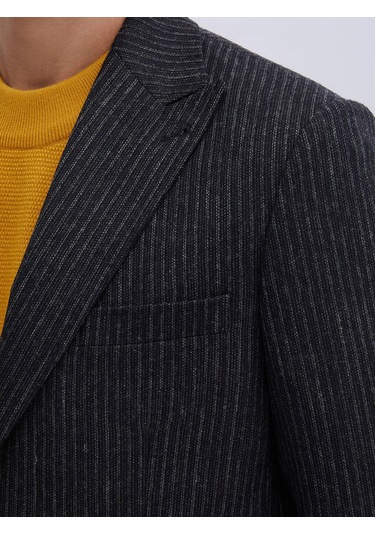 Kip Antrasit Desenli Modern Fit Yün Karışımlı Ceket Çok Renkli