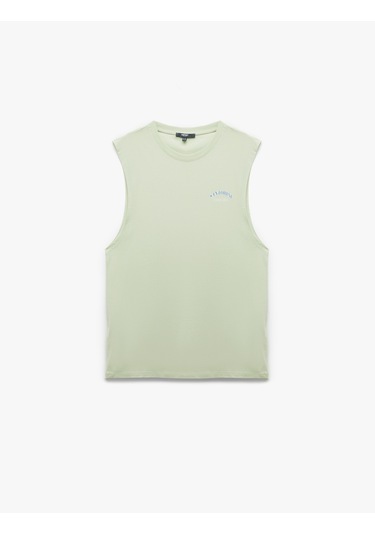 Koton Bisiklet Yaka Pamuklu Kolsuz Arkası Baskılı Atlet Yeşil 5sam30016mk Yeşil