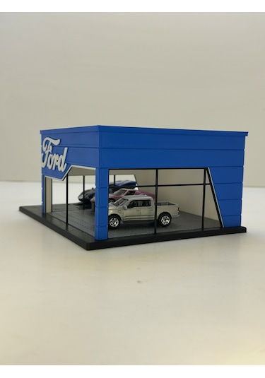 3d Baskı 1/64 Ölçekli Ford Showroom Tasarımlı Diorama Araç Sergileme Garajı