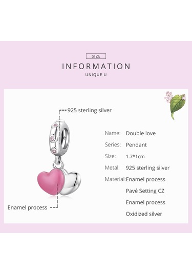 S925 Ayar Gümüş Çift Aşk Kolye Dıy Bilezik Kolye Aksesuarları Çok Renkli