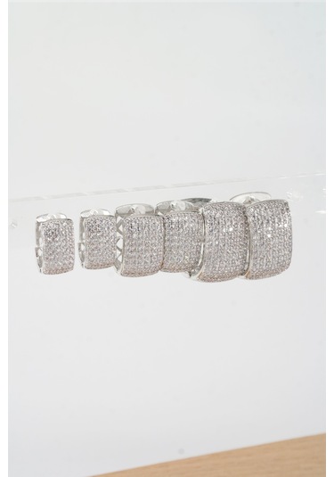 Kadın Vip Seri Zirkon Taşlı 3 Boy 6'lı Küpe Seti Zrk004 - Gümüş