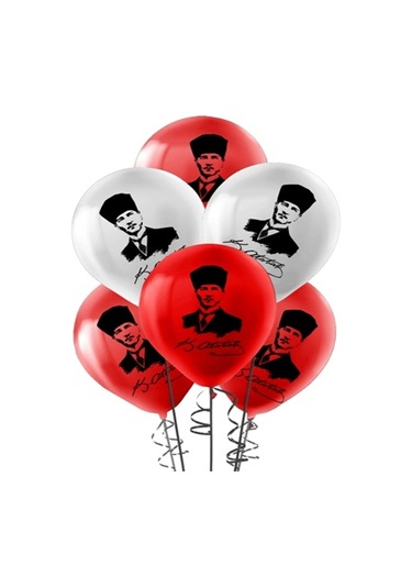 Kikajoy Atatürk Balon Kırmızı-beyaz 100lü Çok Renkli