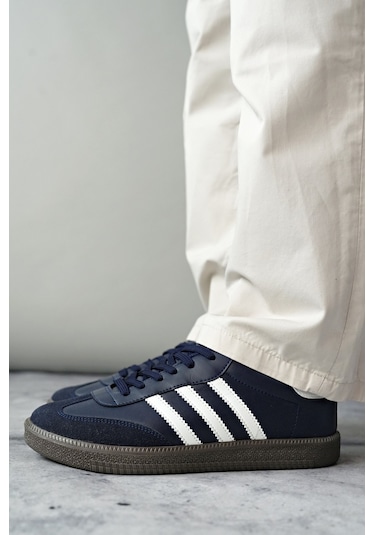 Muggo Jabbar Unisex Ortopedik Günlük Garantili Bağcıklı Yürüyüş Koşu Sneaker Spor Ayakkabı Lacivert