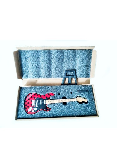 El Yapımı 1/4 Ölçek Minyatür Elektro Gitar Stratocaster Polka Dot