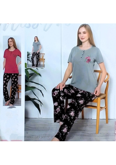 Miss Melina Bambu Kısa Kol Kadın Pijama Takımı Yeşil