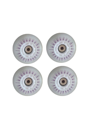 Mavi 4 Adet 76/80mm Paten Led Işıklı Yanıp Sönen Tek Sıra Tekerlekli Paten Ayakkabı Tekerlekleri 80 Mm Mavi