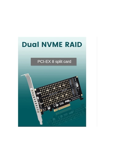 Xurunkeji Pcı-e X8 Çift Disk Raıd Kartı Nvme M.2 M Key Ssd Genişletme Adaptörü Genişletilmiş Çift Nvme Raıd Pcı-e X8 Bölünmüş Kart