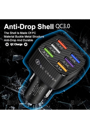 Sones Bk-360 6'sı 1 Arada Qc3.0+3.1a Usb Işıklı Araç Şarj Cihazı Siyah Diğer