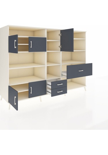 Kronos Dolap 13 Raflı 3 Çekmeceli 5 Kapaklı 220x59x163 Aytaşı-ant Aytaşı-antrasit