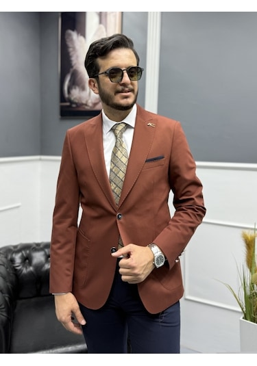 Avni Ceylan Lux İtalyan Stil Erkek Takım Elbise Klasik Ve Modern Stil Kiremit