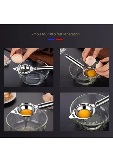 Ulzyvf Yumurta Yumurta Takımı Süzgeci, Sarısı Paslanmaz Mutfak Kaşık Hunisi, Gümüş Gümüş Çelik Çatal Bölücü Bıçak Beyazı Ayırma Ayırıcı, Alet, Aksesuarları, 1pc Ed Gümüş