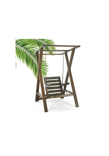 Meda Tekli Ladin Ahşap Salıncak Dış Mekan Bahçe, Teras Salıncağı -krem Krem