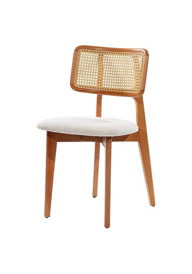 Aspendos İskandinav Natural Ahşap Masa Sandalye Takımı 90x90 Beyaz - Meşe