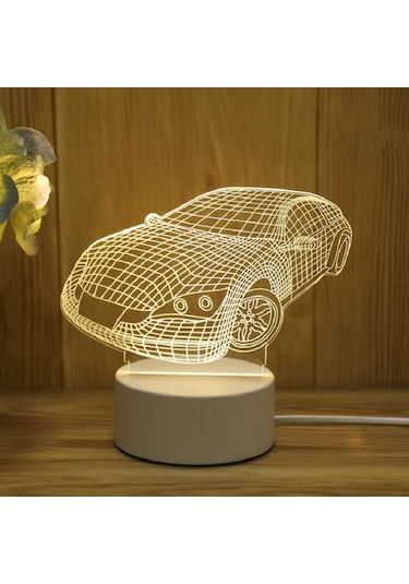 3d Gece Lambası Usb Renkli Uzaktan Kumanda - Spor Araba Diğer