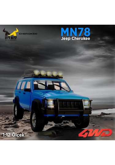 Mn Model Mn78 1/12 Jeep Cherokee 4x4 Rc Model Crawler Offroad Truck Uzaktan Kumandalı Araba Rtr Mavi+dahili Işık Seti
