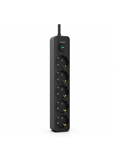 Inca Ipw-44sy 5 Port Akım Korumalı Led Tuşlu Priz 1.5m Siyah