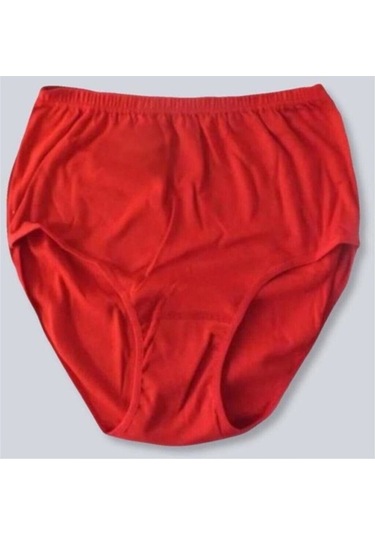 Kadın Kırmızı 6'lı Paket Pamuklu Ribana Bato Külot 001