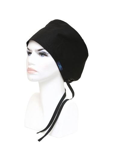 Standart Beden Siyah Tek Renk Cerrahi Bone Doktor Hemşire Sağlıkçı Hastane Aşçı Bonesi