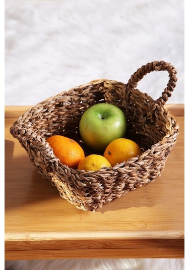 Hasır Kare Kalın Örgü Ekmek Sepeti Meyve Sepeti Ekmek Sepeti Hasır