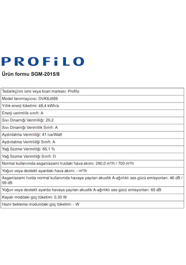 Profilo DVK6J669 Duvar Tipi Davlumbaz 60 CM