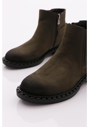 Dgn 042 Kadin Yani Tokali Klasik Bot 042-2495-R0651 Haki Nubuk