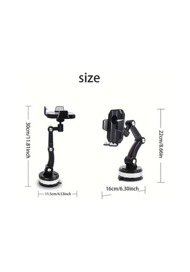 Primepickings Siyah Retraktıl Ve Ayarlanabilir Araç Için Mobil Telefon Tutucu Çok Fonksiyonlu Navigasyon Emme Kupası Tipi Kamyon Braketi
