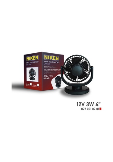 Niken Küçük Tek Başlı 12v Vantilatör 4 Inç 3w