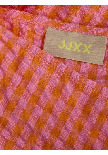 Jack & Jones Kadın Kalin Askili Ekose Desenli Bluz - Petra - 12277417 Persimmon Orange
