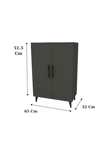 Pegasus 3 Raflı 2 Kapaklı Çok Amaçlı Dolap Mutfak Banyo Balkon Erzak Killer Dolabı - Antrasit