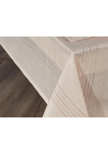 Corvver 26 Parça Dertsiz Masa Örtüsü Takımı Bej Bej