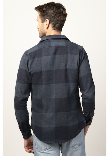 Tudors Slim Fit Kışlık Oduncu Ekoseli Tek Cep Kapaklı Erkek Gömlek-26364 Çok Renkli