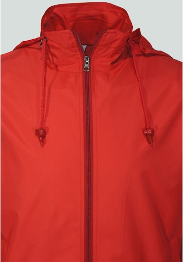 Uniprom Erkek Yağmurluk File Astarlı Kapşonlu Kırmızı