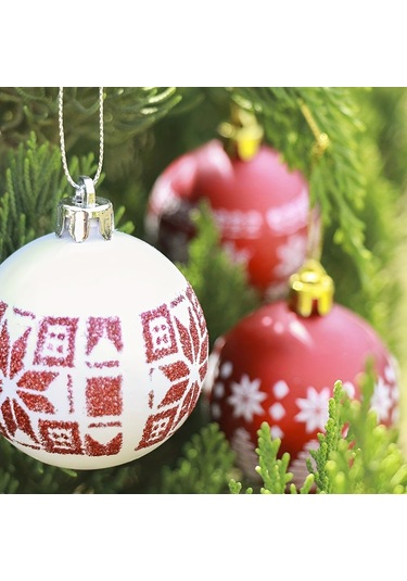 Kangvka 24 Adet 5cm Plastik Noel Topu Seti - 6 Farklı Stili İle Noel Ağacı Ve Parti Dekorasyonu