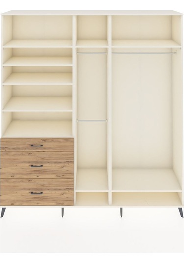 Hyperion Dolap 9 Raflı 3 Çekmeceli 3 Askılı 220x44x243 Aytaşı-aytaşı/çam Aytası/atlas Çam