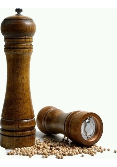 Didadodo 10'' Ahşap Baharat Değirmeni Seti - Tuz, Biber, Öğütücü, Kahverengi Kahverengi, Renkli Ahşap Kahverengi