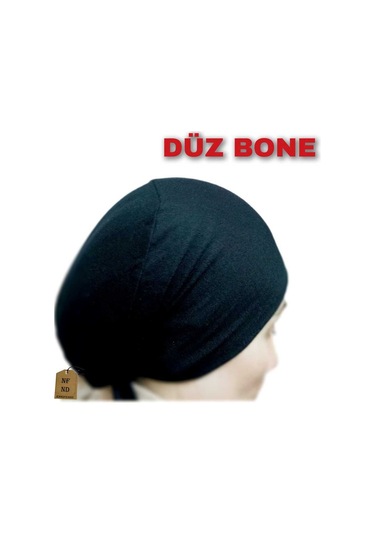 Dikişsiz Bone Düz Fırfırsız İç Bone Tesettür Hijab Siyah Önü Dikişsiz Pamuklu Çok Renkli