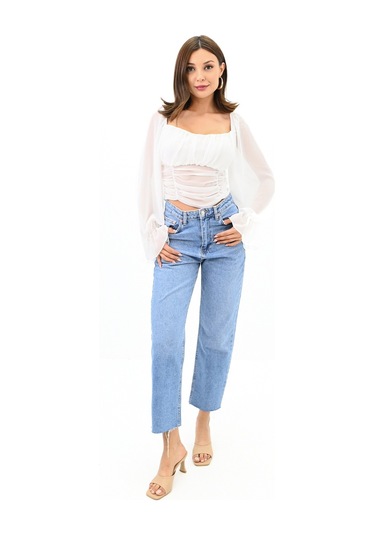 Koza Butik Kadın Şifon Crop Bluz 1734-24 001