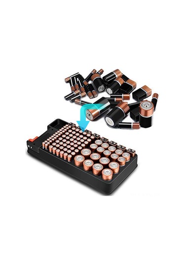 Kosona Pil Saklama Kutusu Lcd Voltmetre İle, 98 Adet Pil İçin Abs Malzeme, Aa/aaa/c/d/9v Ve Düğme Pilleri Organizer Diğer