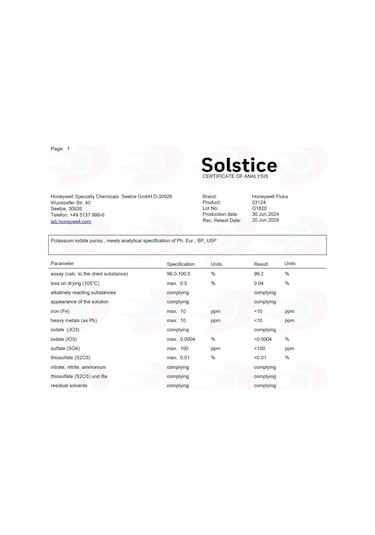Potasyum İyodür Potassium Iodide - 100 Gram