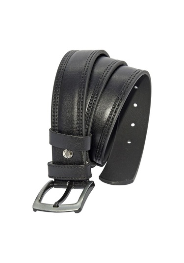 4 Cm. Spor Suni Deri Çift Dikişli Model Kemer Siyah Siyah