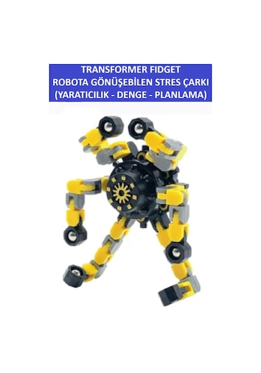 Transformers Dönüştürülebilir Robotik Stres Çarkı - Robotıc Fıdget Spınner -renk:sarı