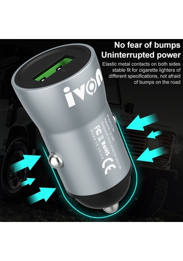 Sones Ivon Cc39 18w 3.1a Qc 3.0 Usb Araç Şarj Cihazı + 1m Usb - Usb-c / Type-c Hızlı Şarj Veri Kablosu Seti