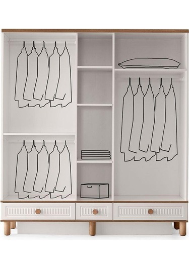 %100 Mdf-aytaşı-bohem Mahlas 5 Kapaklı Aynalı Gardırop