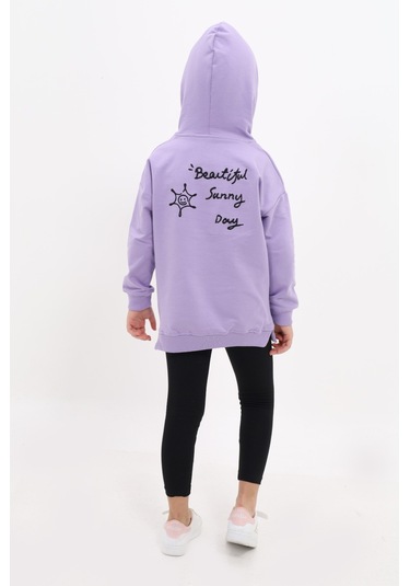Toontoy Kız Çocuk Arkası Nakışlı Taytlı Takım Lila