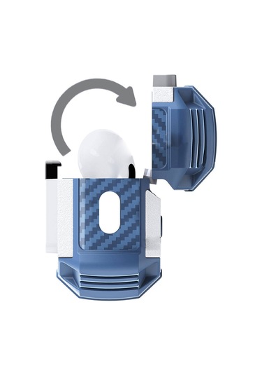 Noktaks Airpods 3. Nesil Uyumlu Kılıf Airbag 35 Darbelere Karşı Dayanıklı Düğmeli Kılıf Mavi