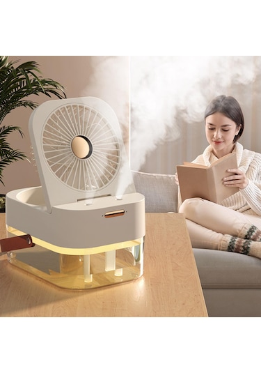 Suntek Kamp Masa Ofis Için Masaüstü Nemlendirici Fan Beyaz