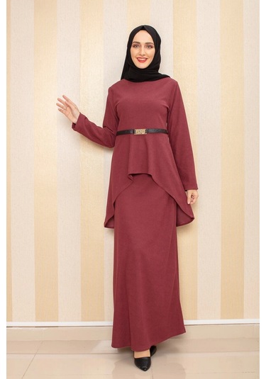 Moda Çizgi Tesettür Takım Gül Kurusu