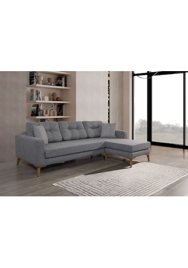 Most Handy Akıllı Köşe Koltuk Takımı Minderli Lüks Gri Keten Kuma